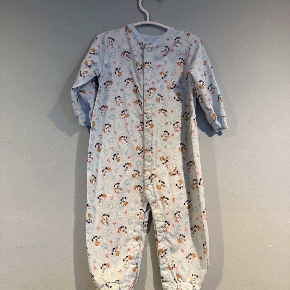 Miniwear Baby Sleeper Pajamas Footed One-Piece XL 9-12M Puppy Print Retro